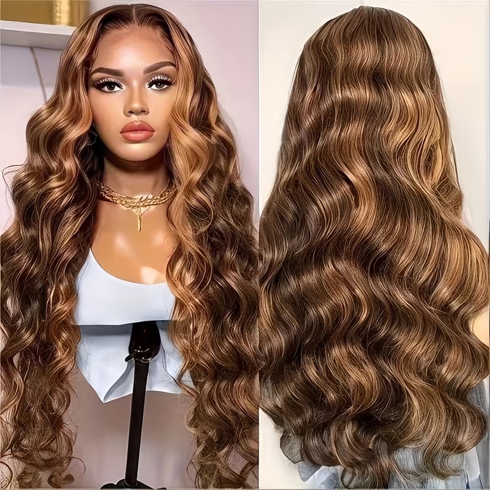 Popular women's middle-parted long hair wavy hairpiece headgear